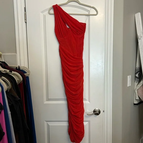 House of CB Valentina Scarlet Asymmetrical Cutout Mini Dress - Picture 4 of 7